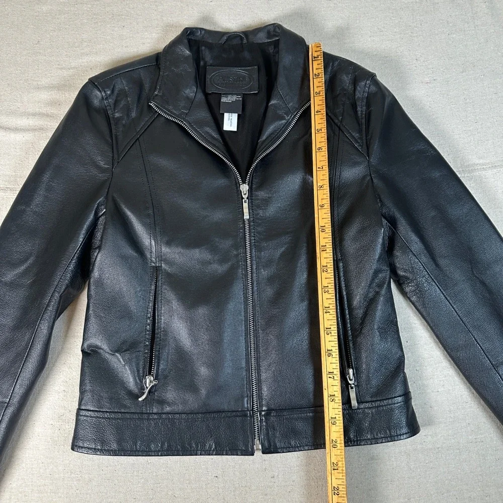 Austin Clothing Co Black Genuine Leather‎ Moto Biker Jacket Size Small Women